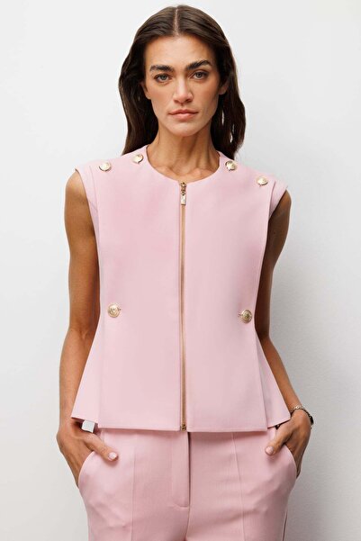 Ekol Γιλέκο με στρογγυλή λαιμόκοψη και διακοσμητικά κουμπιά