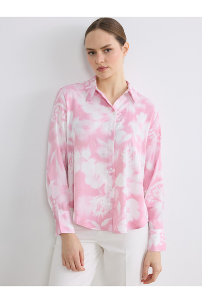 LC Waikiki Floral Oversized Satin Women's Shirt