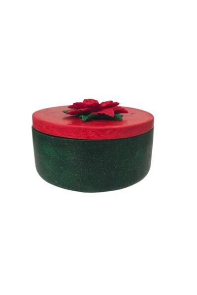 OEM Lumânare de Crăciun în bol de ciment verde cu capac roșu