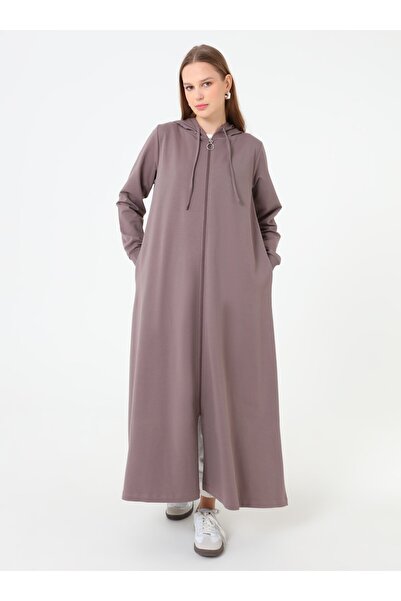 Benin Αθλητικό καπέλο με φερμουάρ με λεπτομέρεια κουκούλας - Καφέ βιζόν -