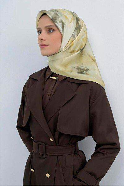 Armine Μεταξωτό Φουλάρι Καλοκαίρι 2026 - 9515-35 Μαλακό Κίτρινο Πέτρινο Τουίλ