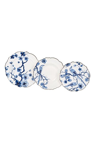 Generic La Mesa 18-Piece Flower Dinner Set Blue/White 10.5inch