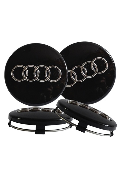 Bestdiverse Set de 4 capace pentru jante Audi 60 mm, negre, cromate