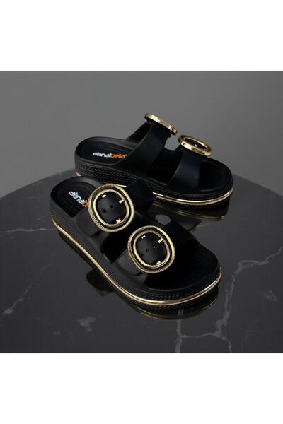 AkınalBella Women's Double Buckle Soft Sole Soft Eva Daily Slippers