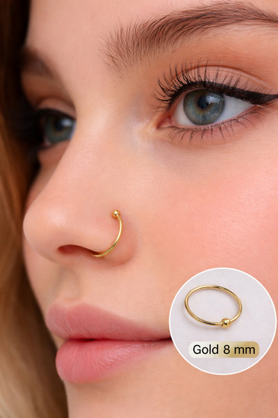 Sacce Scarves&Accessories Mini Top Detaylı Çelik Halka Burun Piercing (8 mm)