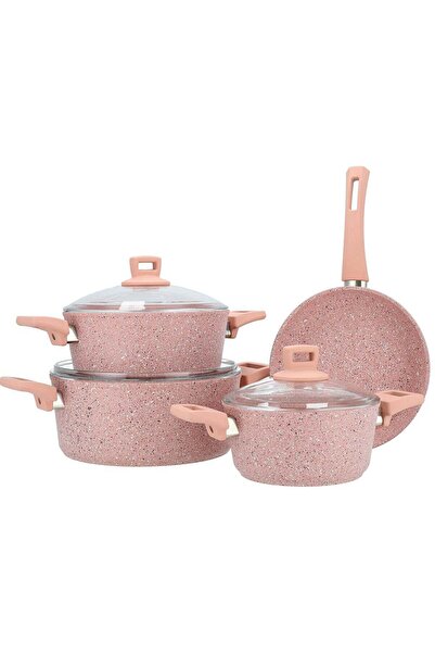 Generic ALBERTO 7 Pieces Granite Cookware Set Pinkstone