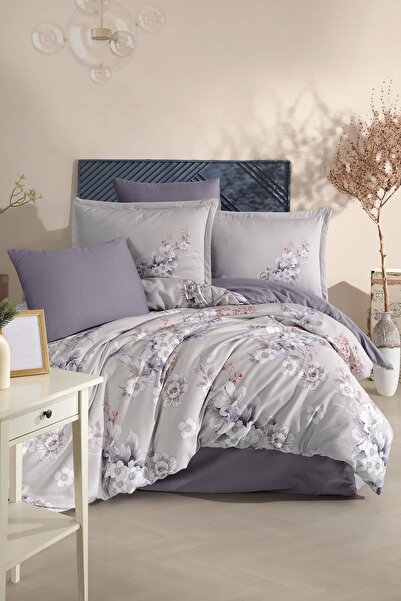 Clasy طقم غطاء لحاف من الساتان القطني الرقمي بنسبة 100% باللون البيج من ألينيا