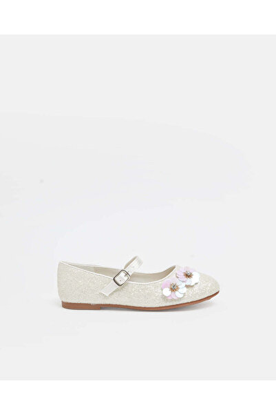 REDTAG Girls White Glitter Embellished Ballerina