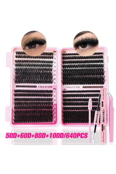 Choice style 6 640 Cluster Lashes Kit 5D Fluffy Thick Eyelash Extension Kit V...