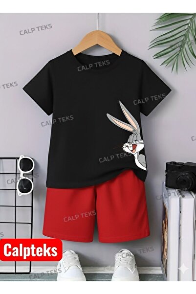 CALP TEKS SET DE VARĂȚI DE VARĂȚI CU IMPRIMARE IEPURELĂ YANDAN - T-SHIRT, PAN...