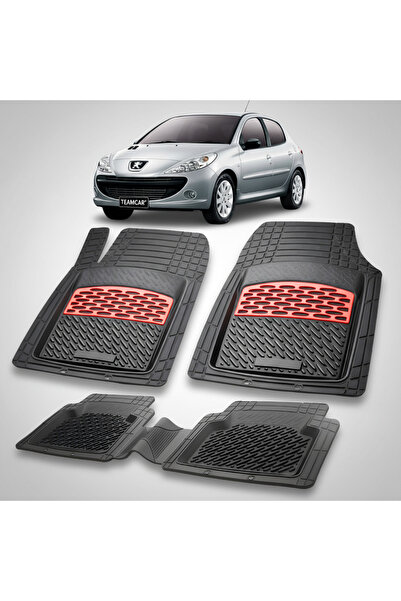 TEAMCAR Rubber Mats Tray Compatible Peugeot 206 Plus Hatchback 5 Doors, Red