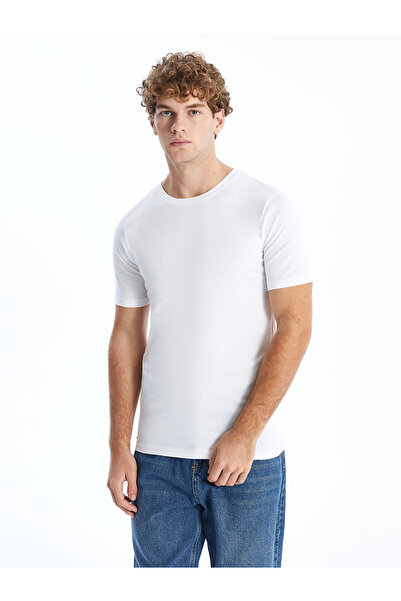 LC Waikiki Nevavm Oval Collar Combed Cotton Men's T-Shirt with a Difference