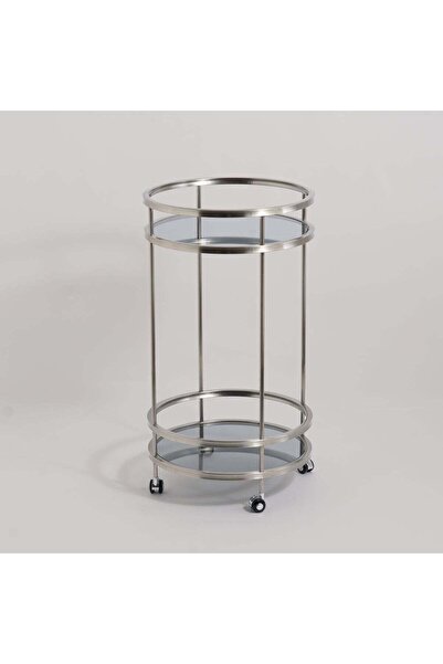 Generic Homez Metal Two Tier Serving Trolley 50*90cm, Silver