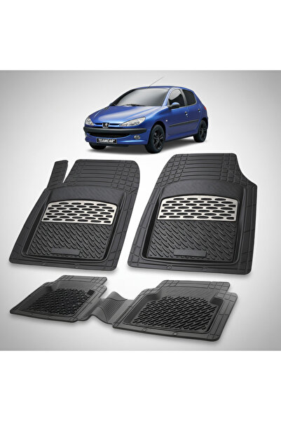 TEAMCAR Compatible Floor Mats Peugeot 206 Hatchback (5 doors-1998-2003) Silver