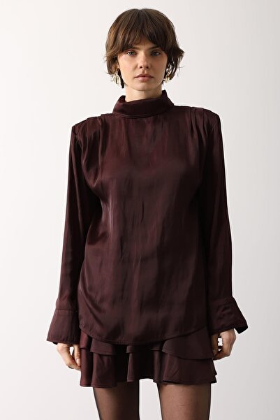 bayansepeti Нова колекция Сатенена блуза с детайли за жени 34515