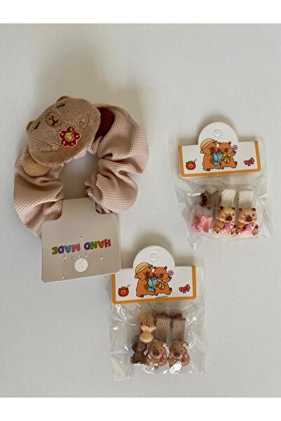 TMR KAPİBARA(Capybara) Kız%Bebek Figürlü 3'lü TOKA Seti