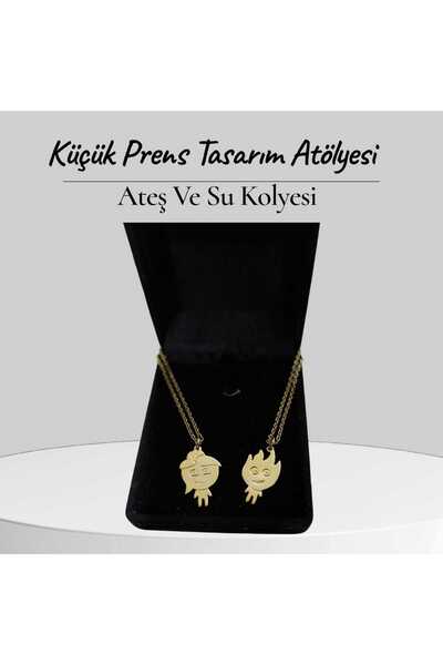 Yağmur Fire and Water Necklace Valentine's Day Special Set of 2 for Lovers, F...