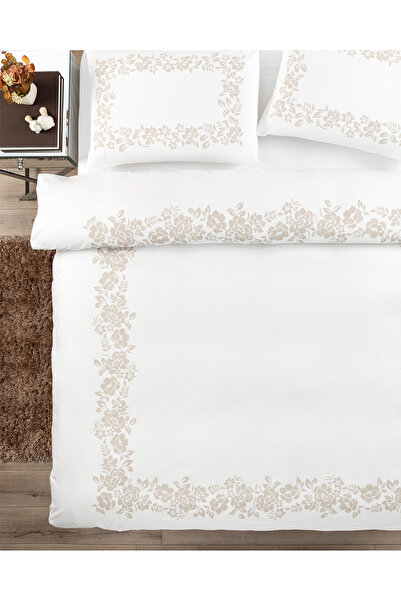 Madame Coco Gene King Size 100% Cotton Duvet Cover Set - Beige