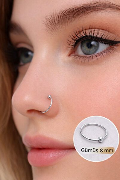Sacce Scarves&Accessories Mini Top Detaylı Çelik Halka Burun Piercing (8 mm)