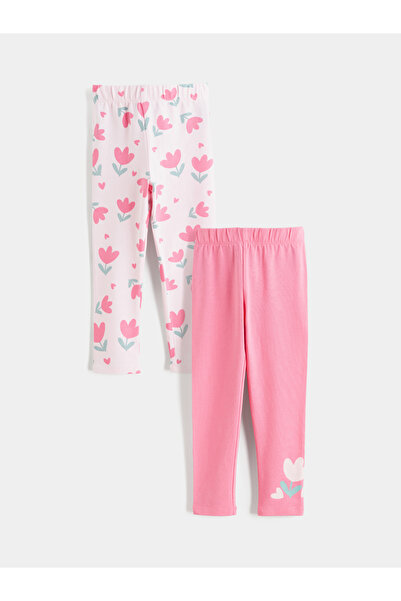 LC Waikiki Colanți lungi florali pentru fete, pachet de 2