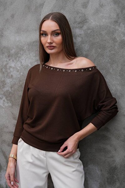 D LAVELLA Off-Shoulder Eyelet Sweater