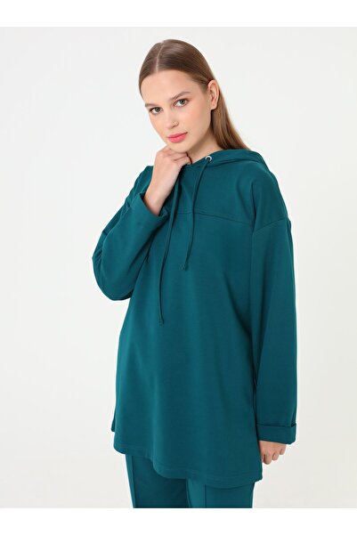 Benin Hooded Tracksuit Set with Stitching Detail - Dark Emerald -
