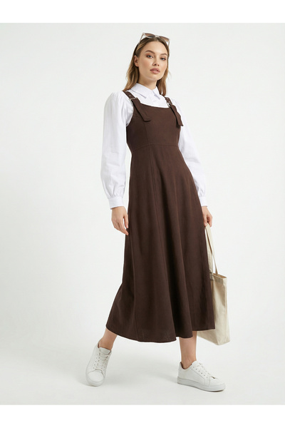 Esmira Stil Gabardin Kadın Tokalı Salopet & Terikoton Gömlek