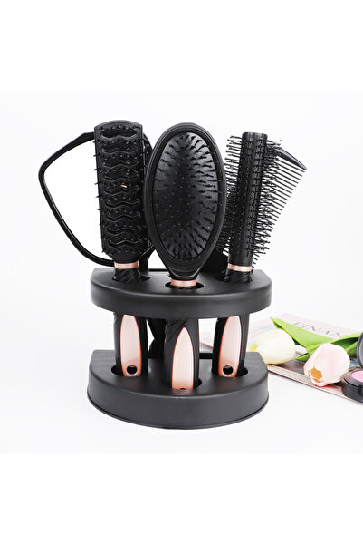 Choice Pink 5-Pack Comb Brush Set with Mirror Hair Brush Holder Air Cushion C...