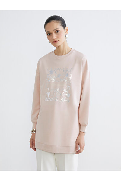 LC Waikiki طاقم الرقبة المطبوعة البلوز المرأة تونك