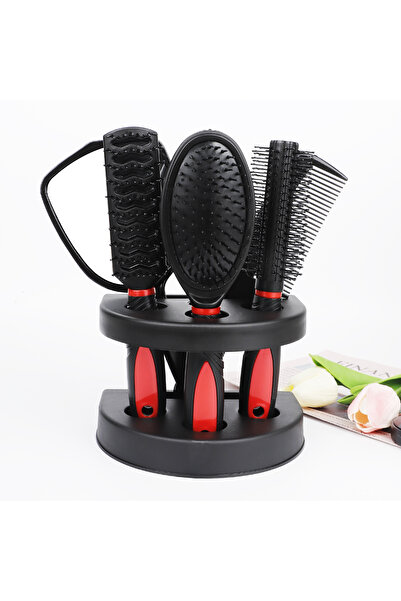 Choice Red 5-Pack Comb Brush Set with Mirror Hair Brush Holder Air Cushion Co...