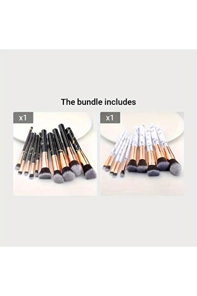 Choice black white 10 Pcs Marble Makeup Brushes Premium Synthetic Kabuki Foun...
