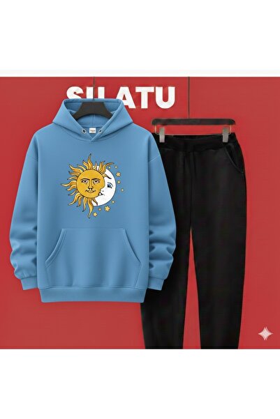 TUNWEX Unisex Hooded Sun Moon Black 2-Piece Set