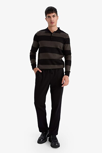 DeFacto Pantaloni de pânză pentru bărbați C6022AX/BK81 NEGRU