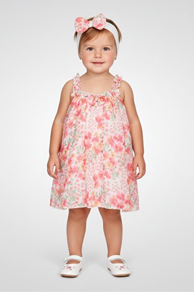 Baby Starters طقم فستان وعصابة رأس بنقشة زهور للبنات الصغيرات، قطعتان، متعدد ...