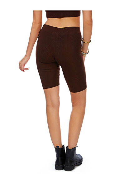 london Rag Women High waist Biker Shorts in Dark Brown