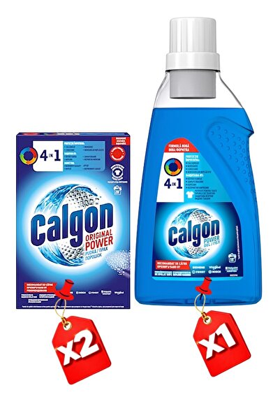 Calgon Τζελ αφαλάτωσης πλυντηρίου ρούχων 4 σε 1, 750 ml, Μπλε + Σκόνη κατά τω...