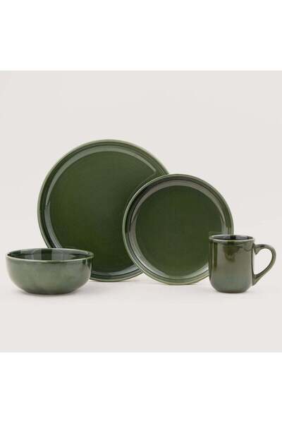 Generic La Mesa 16pcs stoneware dinner set, green