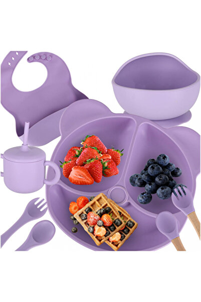 Ikonka Set complet de hranire copii pentru diversificare hrana, 8 piese din s...