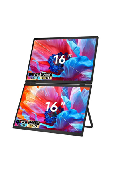 ULTRAX 16" Çift Ekran 1200p Full Hd Ips İkili Taşınabilir Monitör