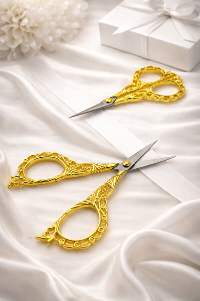 ZEYMERADE Foarfece pentru broderie, aurii, cu deschidere cu panglică, pentru ...