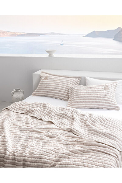 Madame Coco Quinquis Double Cotton Bedspread - Beige