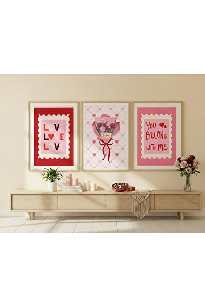 huhuli Wooden Framed Valentine's Day Collection Painting Set Huhu697