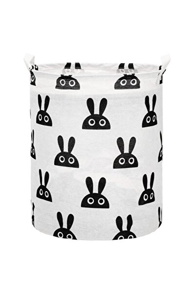 SERSIMO Clothes or storage basket, 45x35cm, cotton and linen, 55 l, bunny, gray
