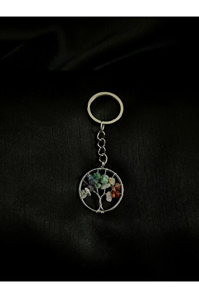 Doğaltaş Chakra Tree of Life Keychain