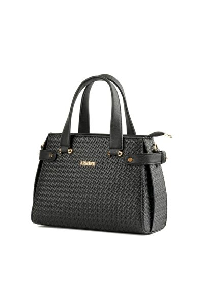 Armine Stylish Braided Modern Shoulder Bag Black Bag