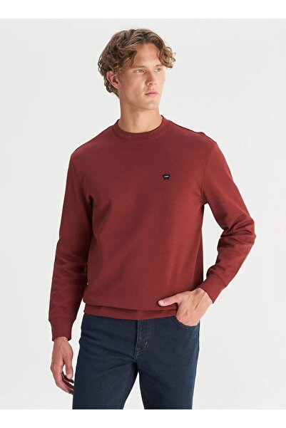 WRANGLER Crew Neck Claret Red Men's Sweatshirt W2520255169 Claret Red Sweatshirt