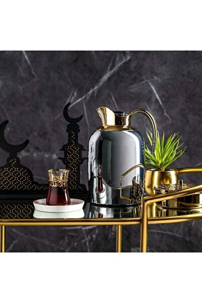 Generic Dallaty Sarab Steel Vacuum Flask Silver/Gold 1.3L