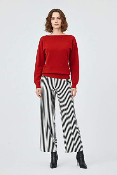 LAbute Kayık Yaka Yıldızlar Baskılı Merserize Triko