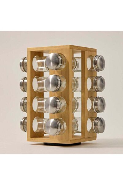 Generic ALBERTO 16Pcs Bamboo Jars Rack