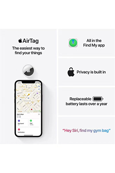 AppleRound مجموعة Apple AirTag من 4 قطع باللون الأبيض